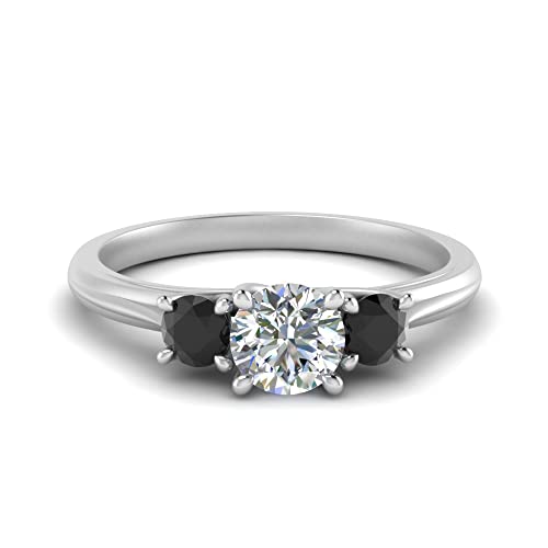 Image of Choose Your Gemstone Classic Three Stone Ring 925 Sterling Silver Round Shape 3 Stone Engagement Rings Everyday Jewelry Wedding Jewelry Handmade Gifts for Wife US Size 4 to 12