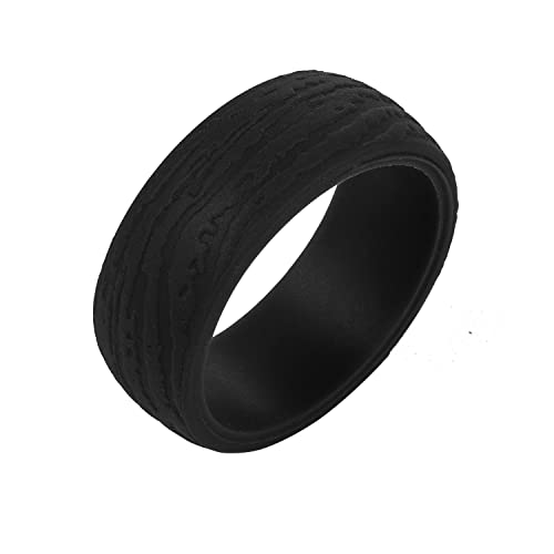 Custom Cross Silicone Rings Christian Jewelry Bible Verse Rings-Men and Women 5.7mm Green Bark Texture Faith Jesus Inspirational Ring,Size 7-142