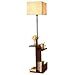FEEE-ZC Lampe Verticale américaine rétro, étagère en Tissu Abat-Jour canapé Lampe Support Moderne Minimaliste Salon Chambre Table Basse Plateau Rangement Table Basse lampadaire, Couleur châtaigne