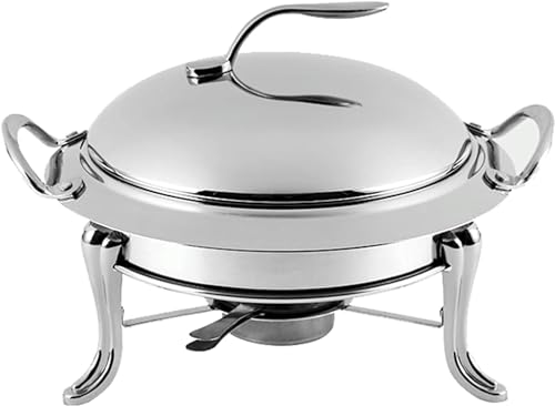 Set da Buffet in Acciaio Inox di Dimensioni Standard, con scaldavivande e Vassoio riscaldante per Feste in Cucina, 20 cm, Argento 18 cm.