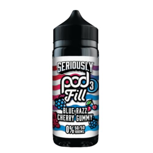 Seriously Pod Fill 3 – 50/50-100ml Short Fill - 0mg - 18+ - No Nicotine (Blue Gu m)