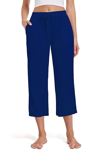 3 Pack Women's Capri Sweatpants, Cozy Wide Legs Cropped Capri with Pockets, Lounge Jogger Pants Workout Yoga Capris2