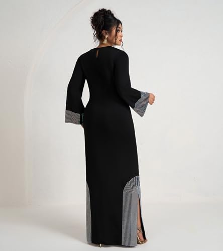 Image of PORRCEY Women's Sexy Elegant Rhinestone Bodycon Dress Hot Drilling Clubwear