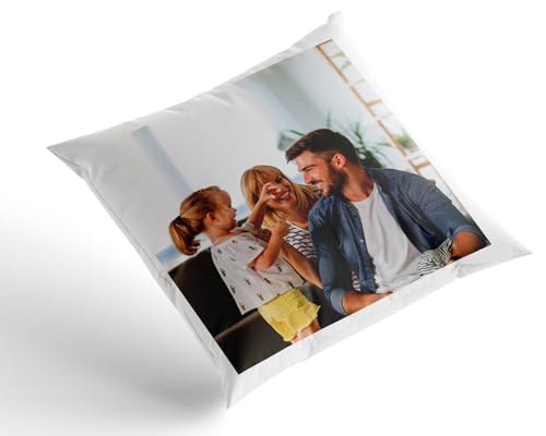 Panorama Funda Cojín Personalizado con Foto 50x50 cm - 100% Algodón Blanco - Sin Relleno - Regalo Original para Pareja, Madre, Padre o San Valentín - Cojín Decorativo - Fabricado en España