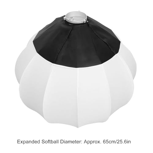 65cm / 25.6in Lantern Softbox for Bowens Interface, One Step Quick Release Ball Shape Soft Box Light Photography Umbrella, Spherical Non Deformable Metal Skeleton Softbox