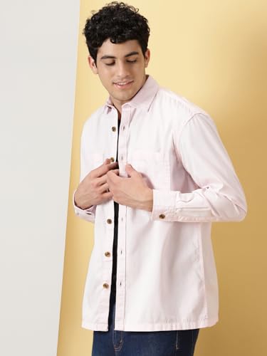 Image of Thomas Scott Men's | Solid | Full Sleeve | Oversized Fit | Cotton Blend | Spread Collar | Casual Shirt