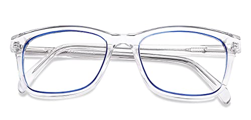 Image of Vincent Chase By Lenskart | Zero Power Blue Cut & Antiglare Computer Eyeglasses | Transparent Rectangle For Men & Women | Medium | VC E13037