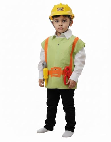 Image of BookMyCostume Engineer Civil Construction Worker Community Helper Builder Kids Fancy Dress Costume 5-6 years