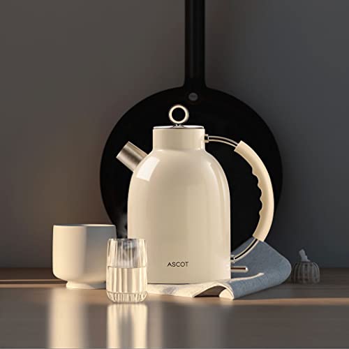 ASCOT Electric Tea Kettle for Fast Boiling, 1.5L, 1500W, BPA-Free, Cordless - Beige Color