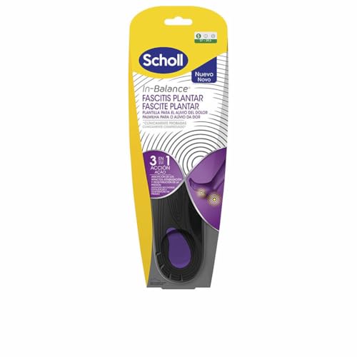 Scholl Anti-Smärta Fascitis Plantar Mallar | 3-i-1 In-Balance Technology | Omedelbar och hållbar lättnad | Bekvämlighet anpassad till din gång | Storlek S 37-39,5