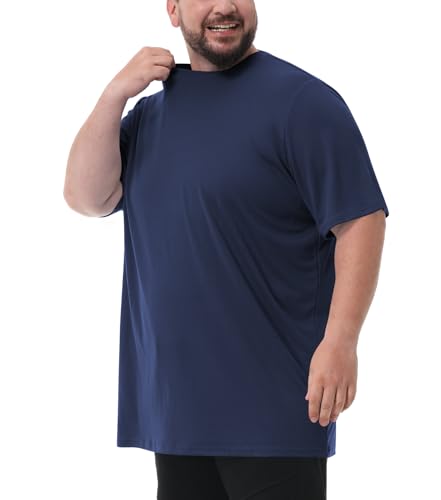 Mens Big and Tall Swim Shirt Sun Protection UPF 50+ Rash Gard Quick Dry T-Shirt (2XL-8XL)