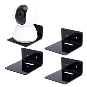 PandaHall 4pcs Floating Wall Shelves Black Acrylic Shelves Small Shelf Display Hanging Shelves for Smart Speaker Webcams Camera Router with Cable Clips, Adhesive & Drilling Installation