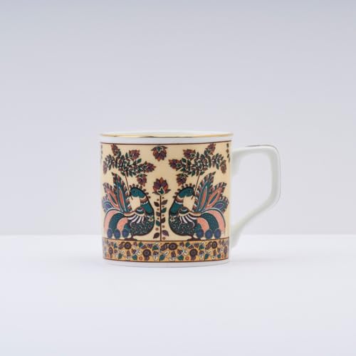 Image of GOLDEN QUEEN'S Handcrafted Tea Cups - Set of 6 | Ideal for Everyday Tea and Coffee, Enhancing Your Daily Rituals (Handpainted Peacock)