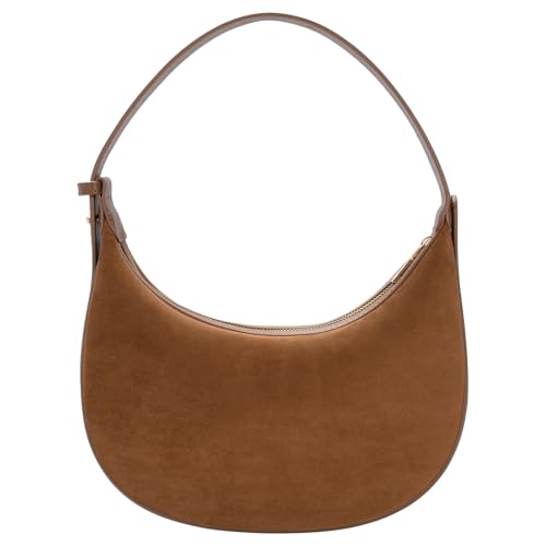 Bolso cruzado de gamuza para mujer color marrón miniatura 1