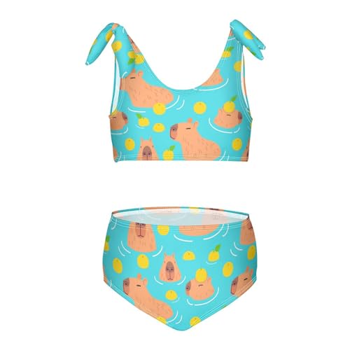 Wusikd Cute Capybaras Girls Swimsuits Two Piece Lemon Swimwear Bikini Set for for Girls Size 9-10