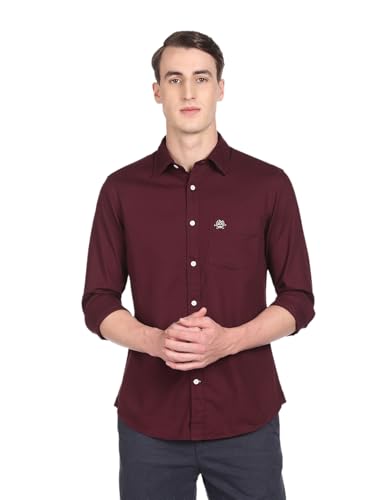 Image of U.S. Polo ASSN. Men's Solid Spread Collar Premium Cotton Dobby Tailored Fit Shirt