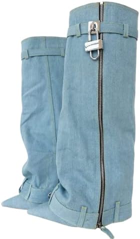 Frankie Hsu Fashion Designer Modern Sexy Women Men Shark Boot Big Size Green Synthetic Leather Wedge High Heels Knee High Heeled Calf Long Pant Boots US4-14