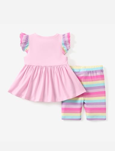 Disney Princess Toddler Girl Outfits Ruffle Sleeve Top and Pants Set 2-6 Years