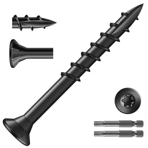 Image of #8 x 1-5 /8 inch Deck Screws (306Pcs) 2lb. Exterior Wood Screws. Carbon Steel, Black, Flat Head, Rust Resistant epoxy Coated, with T25 Star Bit