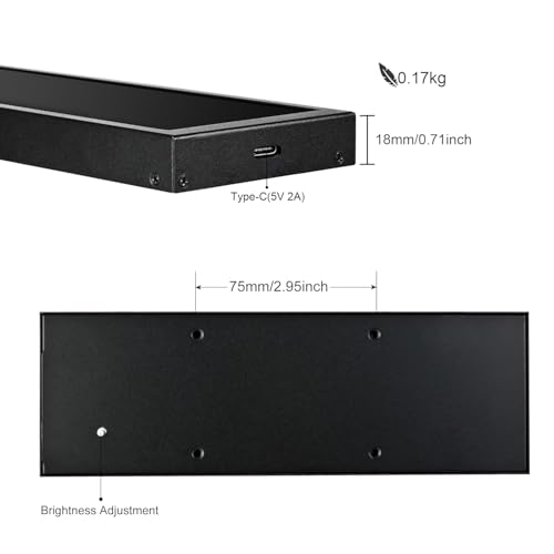 Image of wisecoco 7.84 Inch Mini Monitor One-Cable Connection(No HDMI Needed) HD IPS 1280x400 Secondary Screen Stretched Bar LCD Display Aida64 CPU GPU Speed Temperature Monitoring for Windows 10 /11 Only