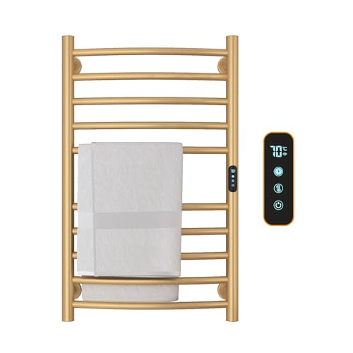 LNXGJJ Radiador Toallero Eléctrico Oro Cepillado, WiFi Inteligente Calentador de Toallas Pared 450x720mm 135W Toallero Eléctrico Baño, Temperatura Aju...