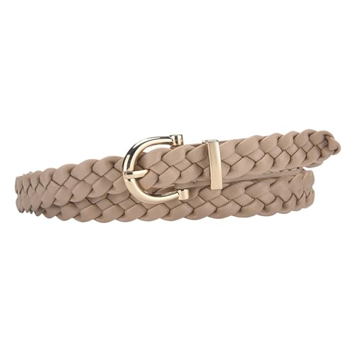 Women's Braided Adjustable Belts Autumn Belt Buckle Date Classic Faux Leather Skinny Braid Belt