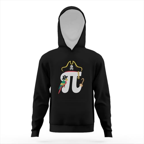 Vintage Retro Pirate Math Geek Funny Pi Day Hoodies for Teen Girls Boys Lightweight Kangaroo Pocket Sweatshirt3