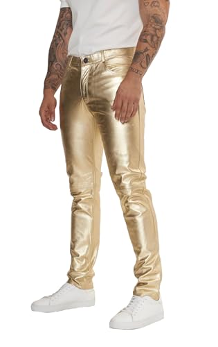 Men's Genuine Leather Pants for 70s Party, Cowboy Western Native Casual Breeches Fashion Pant2