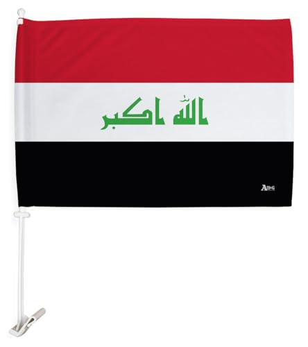 Angeleno Heritage Team Iraq Car Flag Bandera para Carros De Iraqi Decor for Window Clip Mount Auto Accessories Sport Fan Gifts League Olympics Party Supplies Patriotic Decorations Made in USA by Angeleno Heritage - Image 2