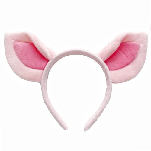 KBSICWO Bandeau Oreilles de Cochon, Peluche Serre-têtes Oreilles Cochon, Taille Unique, Serre Tete Animaux pour Adultes Halloween Fête Cosplay Carnaval (Rose)
