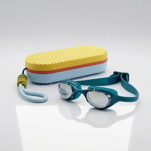 Image of First Lens Swimming Combo Kit Set with Swim Goggles & Swim Case for Men & Women - Yellow Case & Blue Goggle