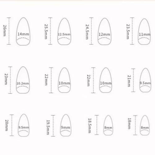 Image of Press on Nails Medium Almond Fake Nails Star Nail Press ons Ombre Glue on Nails Ripple False Nail with Metal Design Glossy Full Cover Artificial Acrylic Stick on Nail foe Women Girls Manicure 24Pcs