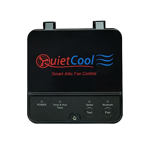 Quietcool Smart Attic Fan Control - Thermostat and Humidistat - App Control - Built-in Presets - Fire Safety Shut-Off - Perfect Replacement for Existing Attic Fan Thermostats
