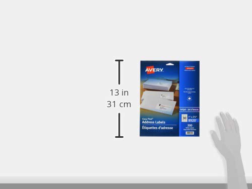 AVERY Address Labels with Easy Peel for Laser/Inkjet Printers, 1" x 2-5/8", White, Rectangle, 300 Labels, Permanent (8920) Made in Canada image 2