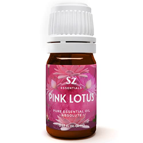Sz Essentials - Pink Lotus 100% Pure, Essential Natural Oil - Extracted from Nymphaea Nucifera - Divine & Sweet Scent, with Exotic Floral Overtones - Therapeutic Grade & Vegan - 0.17oz (5ml)