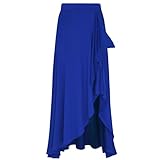 Agoky Falda Irregular de Danza para Mujer Falda Larga de Baile Flamenco Latino Tango Sevillanas Faldas Danza del Vientre Dancewear Azul XXL