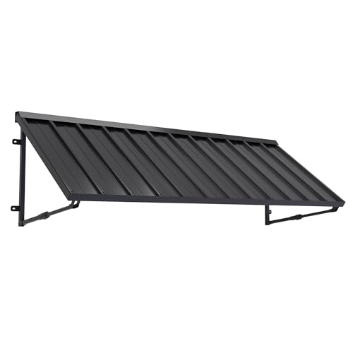 Metal Awning for Door Entrance, 81x24 Inches Adjustable Angle Window Awnings for Patio, Sunsetter Shade Canopy Outdoor Exterior for Front Doors, Windows, Porches, Balconies, Black