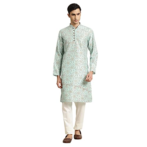 Image of SOJANYA Men's Silk Blend Printed Since 1958 Kurta Churidar Pyjama Set