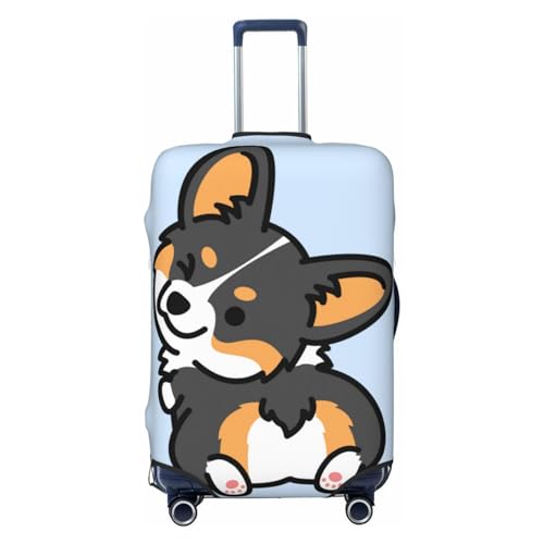 Spandex Travel Elastic Luggage Protector Suitcase Covers Fits 18-21 Inches Luggage, Funny and Cute Protective Washable Anti-Scratch Suitcase Cover Compatible with Cute Corgi Tricolor Dog