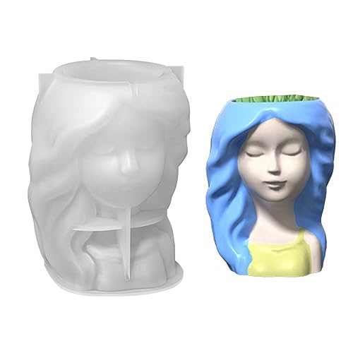テフロン加工のかわいい女の子ペンホルダー型植木鉢シリコーン飾りツールプランターシリコーン植木鉢ペンホルダー