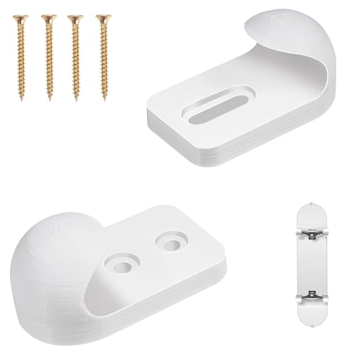 LUAATT Vertical Skateboard Holder,1 Pair Vertical Wall Mount Hanger for Skateboards Deck Display and Storage(White)