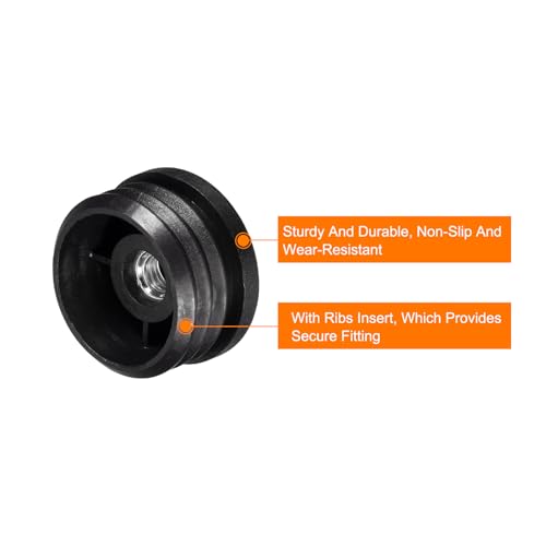 Image of uxcell 4Pcs Plastic Threaded Tube Inserts with M8 Thread, for 38mm /1.5 inch OD Round Tube, Adjustable Round Black Plastic Plug Caster Insert Chair End Caps Furniture Leg Plug