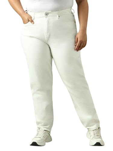 Image of High Star Women Cotton Washed Mom Fit Casual High-Rise Jeans