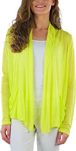 Image of ToBeInStyle Womens Open Front Long Sleeve Lightweight Asymmetrical Draped Cardigan with Side Pockets
