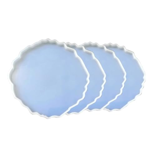 Image of R H Lifestyle Silicone Moulds Round Resin Art Mould Agate Coaster Mould for Resin Art Epoxy Casting Mould Tray Photo Frame Mold Resin Coaster Mould Set of 4, 4 Inch