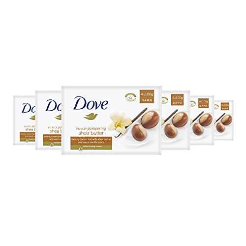Dove Purely Pampering Shea Butter With Moisturising Cream Beauty Bar Soap Softer Smoother Healthier-looking Skin 6 X (4 X 100 G)