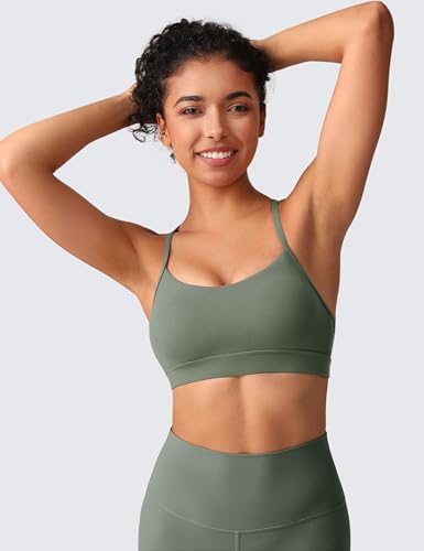 Image of BAYDI Clouduxi Y Back Sports Bra for Women - Padded Racerback Spaghetti Strap Low Impact Workout Yoga Bra, A-C Cups