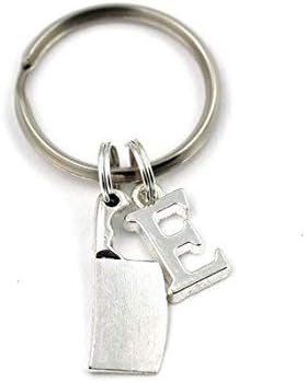 Replica Meat Cleaver Key Ring, Personalized Butcher Keychain, Chef Knife Keyring, Initial Zombie Jewelry, Cooking, Stocking Stuffer