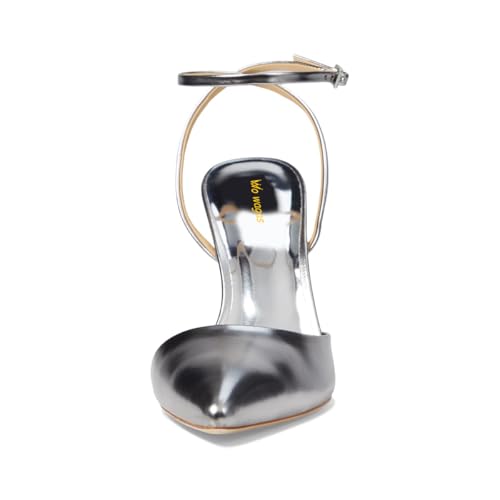 Women Pointed Closed Toe Ankle Strap Pumps Pearls High Heels Buckle Up Shoes for Ballroom Club Dress Size 4-16 US3