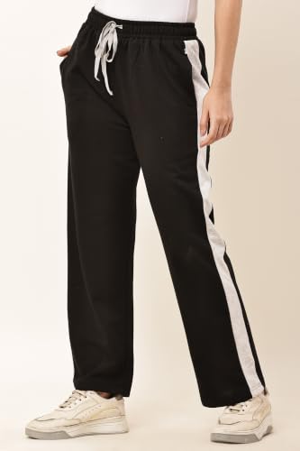 Image of Women's Loose Fit Track Pants - Polycotton Joggers with Elastic Waistband & Side Pockets | Lower Comfortable for Gym, Running & Casual Wear